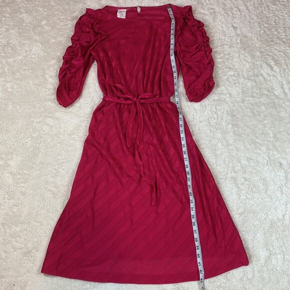 Vintage 70s New Raves hot pink secretary day midi dress, small - Picture 3 of 8